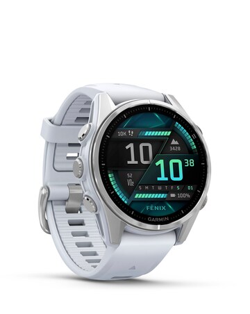 Garmin Fenix 8 43mm Amoled Smart Watch - Silver with Whitestone Silicone Band