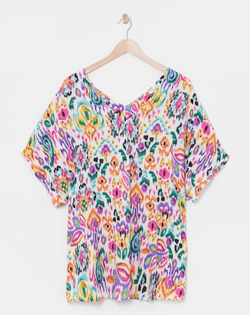 Printed Crinkle Tunic Top