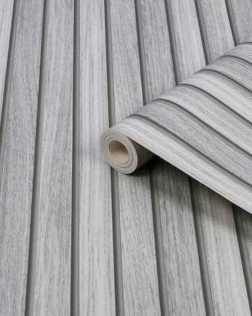 Fresco Wooden Slats Grey Wallpaper