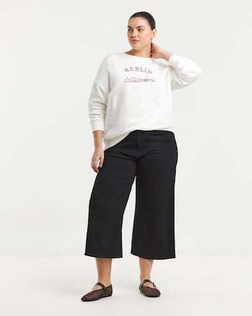 Simply Be Black 24/7 Cropped Wide Leg Jeans