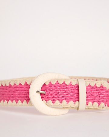 Pink Raffia Stretch Waist Belt