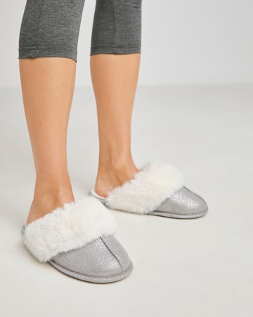 Elyse Faux Fur Mule Slippers - Extra Wide Fit (EEE)
