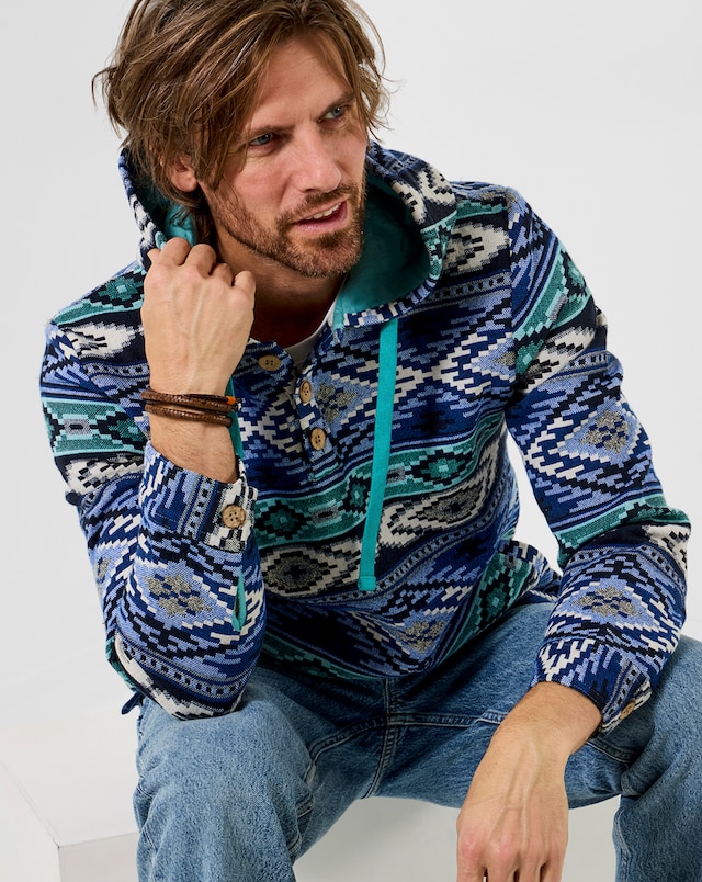 Joe Browns Hit The Waves Jacquard Hood - Blue Multi