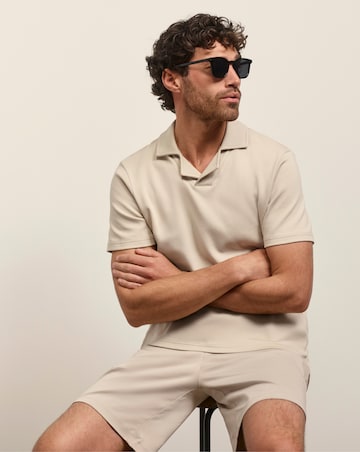 Folio Cotton Rich Revere Smart Interlock Polo- Stone