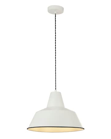 Cream Metal Diner Pendant with Twisted Braided Black Suspension Cable