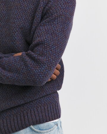 Navy Twist Wool Blend Crew Neck Jumper