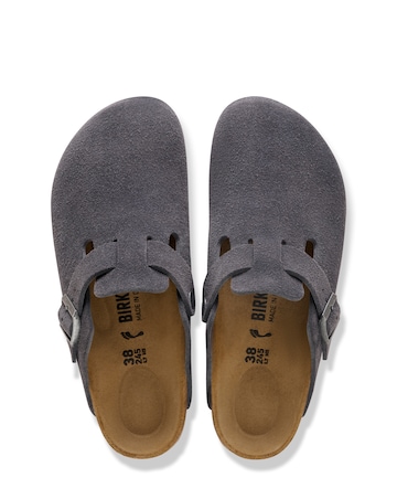 Birkenstock Classic Suede Boston Clogs - Charcoal
