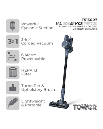 Tower VL25 3 in 1 Anti Tangle Pets Corded Vacuum Cleaner