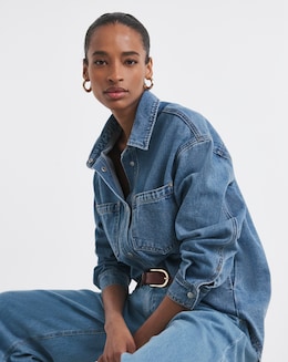 Pure Cotton Mid Blue Denim Shacket
