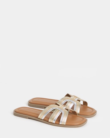 Fae Leather Woven Detail Mule Sandals - Extra Wide Fit (EEE)