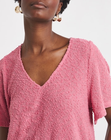 Pink Boucle Angel Sleeve Top
