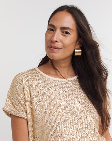 Gold Sequin Longline Top