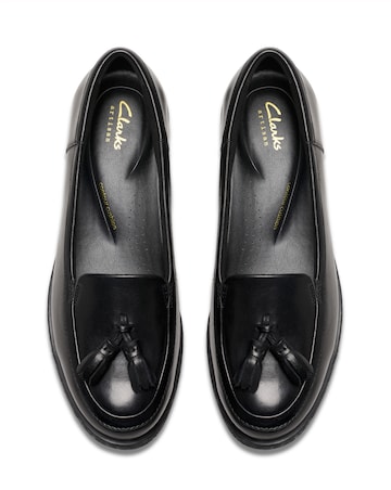 Clarks Black Havisham Leather Tassel Loafer