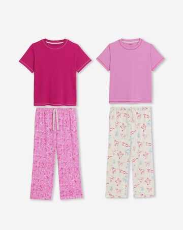 Simply Be (2 Pack) Dog Print Ribbed T-Shirt Pyjama Sets