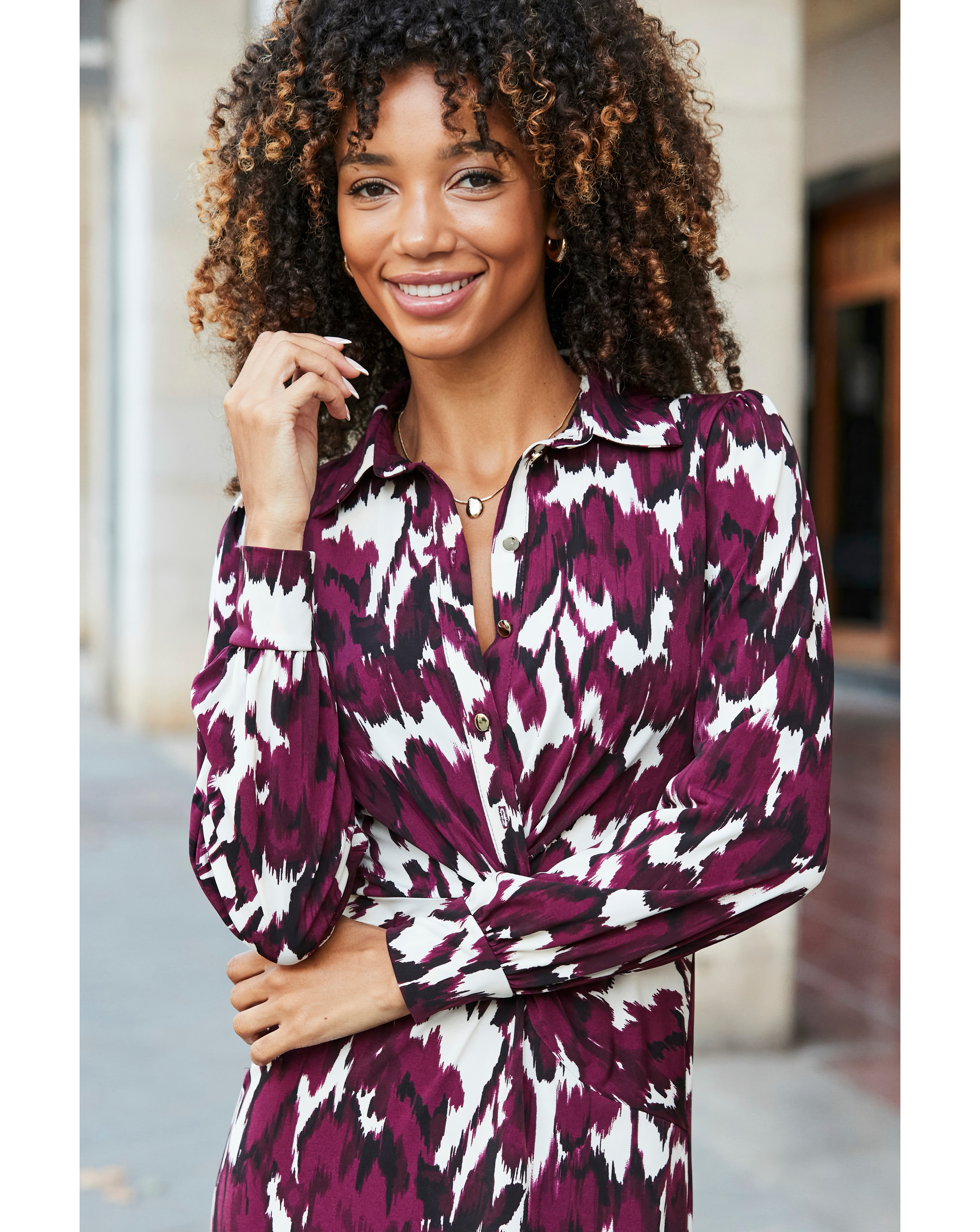 Sosander Ikat Twist Front Dress | JD Williams