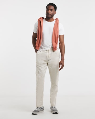 Linen Blend Fully Elasticated Cargo Trouser