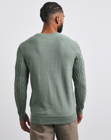 Green Cable Crew Neck Jumper