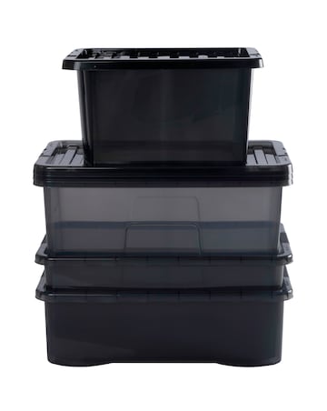 Wham Multisize Crystal Box & Lids Smoke Grey 4Pk