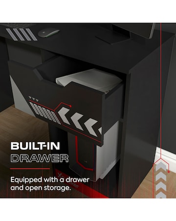 Octane Gaming Desk with Drawer - Red