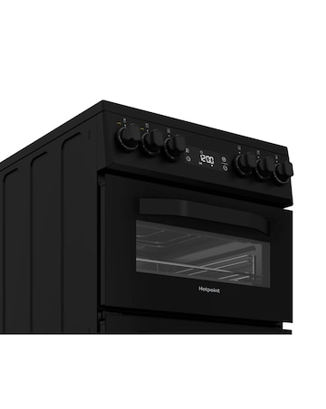 Hotpoint HDE5VDCB 50cm Electric Double Cooker with Ceramic Hob - Black