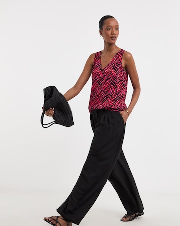 Printed V Neck Woven Vest