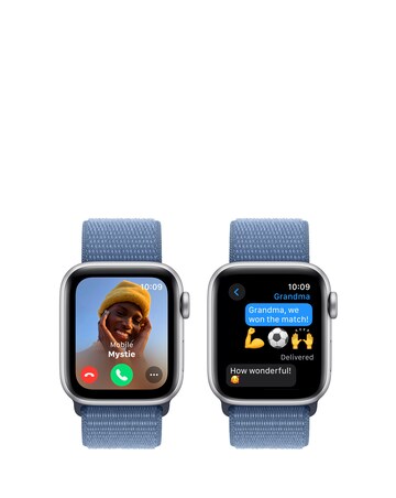 Apple Watch SE GPS 40mm Silver Aluminium Case, Winter Blue Sport Loop