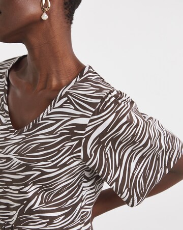 Pure Cotton V Neck SS Peplum Hem Longline Top