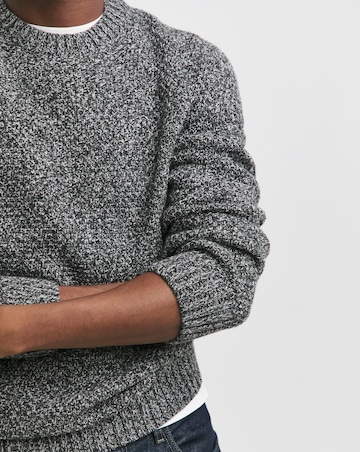 Grey Twist Wool Blend Crew Neck Jumper