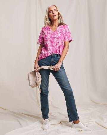 Julipa Pure Cotton V-Neck Contrast Stitch Top