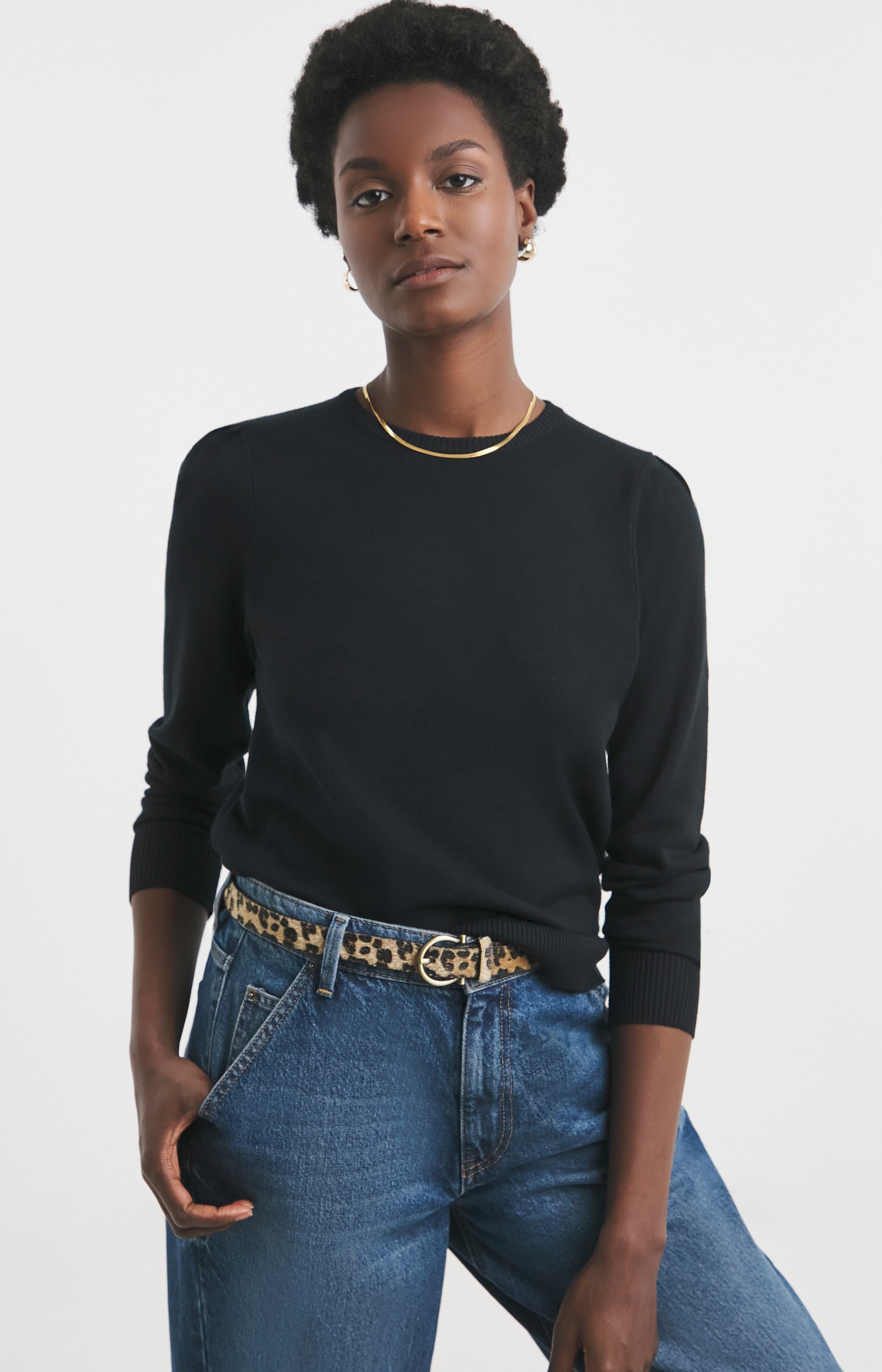 Lady wearing a black jumper