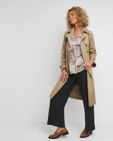 Natural Print Three Quarter Sleeve Mock Wrap Shirt