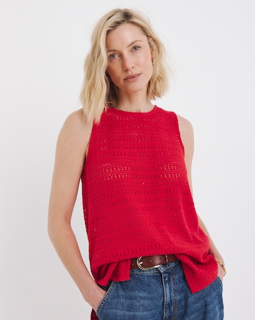 Pure Cotton Red Crochet Vest