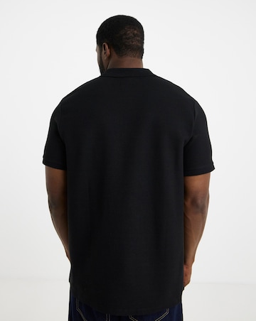 Jack & Jones Austin 1/4 Zip Waffle Polo - Black