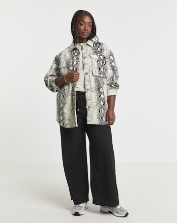 Simply Be Black Snake Print Utility Shacket