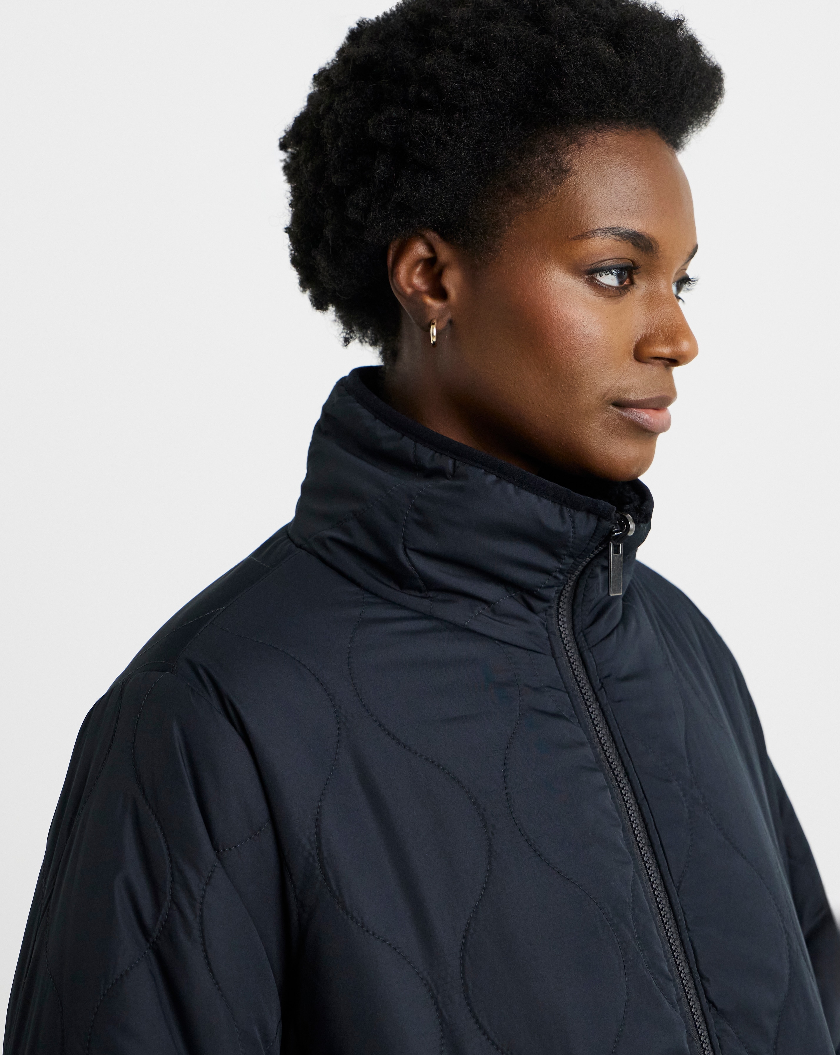 Dark Navy Reversible Borg Quilted Coat | JD Williams