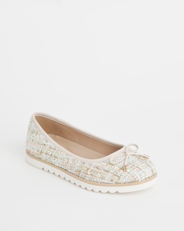 Cushion Walk Natural Boucle Ballerina-Wide Fit (E)