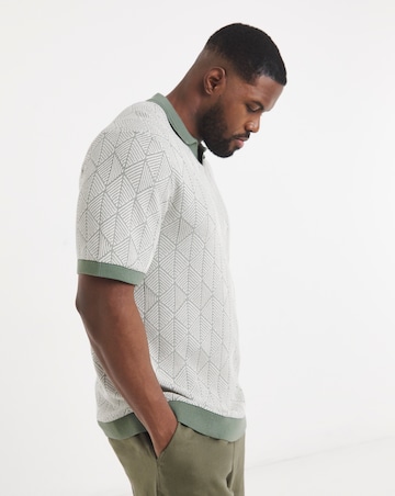 Jack & Jones Premium Blake Split Neck Knit Polo - Green