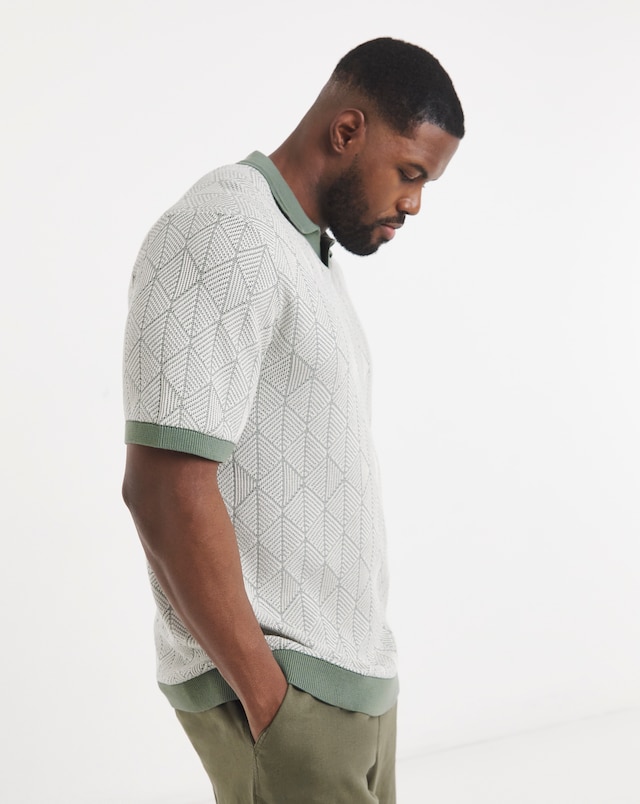 Jack & Jones Premium Blake Split Neck Knit Polo - Green