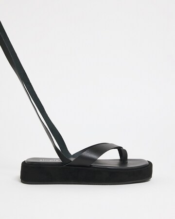 Faye Toe Post Ankle Tie Flatform Sandals - Extra Wide Fit (EEE)