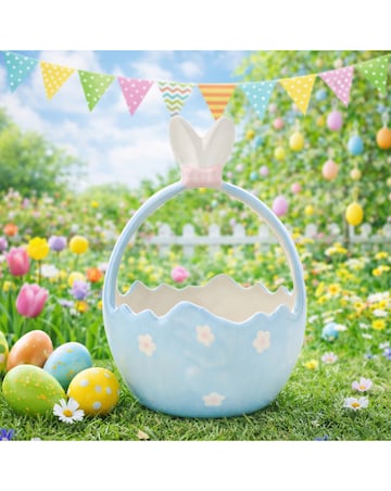 Blue Basket with Bunny Ears
