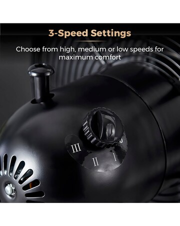 Tower 12 Black & Rose Gold Cavaletto Metal Desk Fan