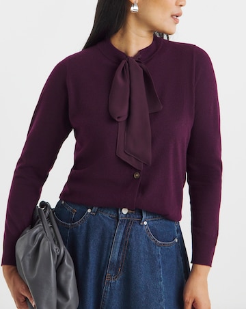 Mulberry Woven Tie Neck Cardigan