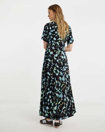 Asymmetric Pleated Panel Maxi Dress