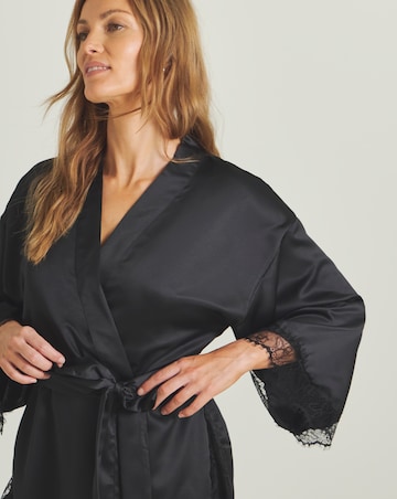 Ann Summers Cherryann Satin Lace Robe Black