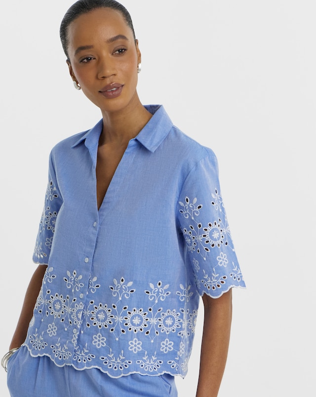 JDY Marina Half Sleeve Embroidery Shirt