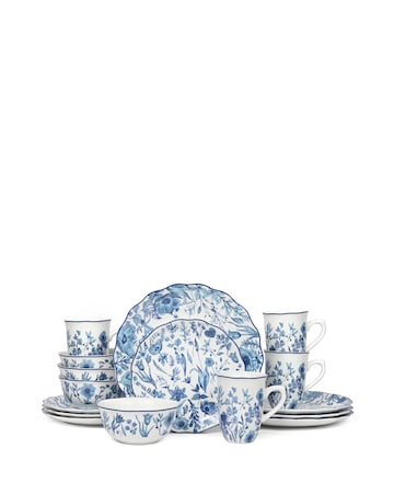 Waterside 16 Piece Blue Floral Dinner Set