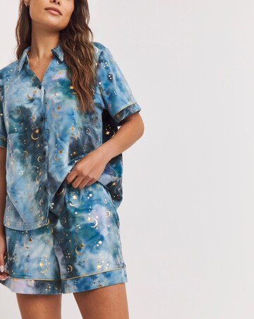 Chelsea Peers Velour Moon and Stars Print Short Pyjama Set