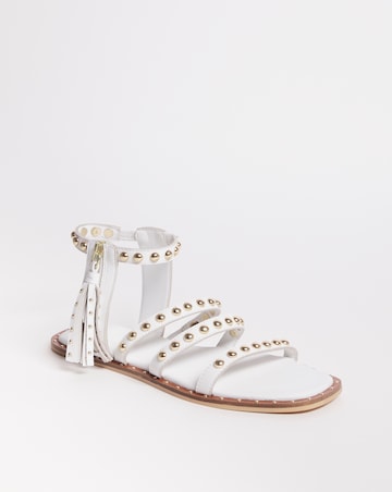 Leather Sandal with Tassle Detail - Wide Fit (E)