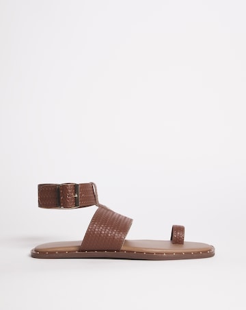 Leather Interweave Toe Ring Sandal - Wide Fit (E)