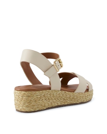 Dune London Linnie Leather Cross Strap Wedge Sandals E Fit